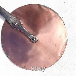 Vintage 8.9inch French Copper Lid Cover Tinned Cast Iron Handle 2lbs Gift Idea