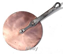 Vintage 8.9inch French Copper Lid Cover Tinned Cast Iron Handle 2lbs Gift Idea