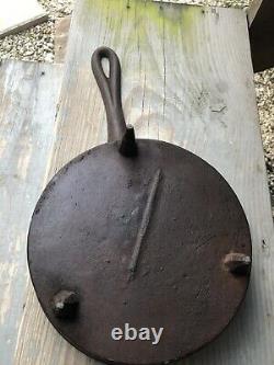Vintage Antique Cast Iron Skillet Frying Pan Spider 9.5 Gate Mark Footed Camp