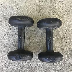 Vintage BFCO 2 X 15 Lb CAST IRON Bun Dumbbell Weights Total 30 lbs Dumbbells
