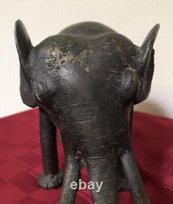 Vintage Bronze/Cast Iron Metal Elephant Sculpture Rustic Hand-Made 10lbs