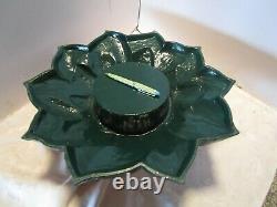 Vintage CHRISTMAS TREE STAND ENAMELED CAST IRON HEAVY 28 LBS POINSETTIA 18 Wide