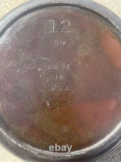 Vintage Cast Iron #12 DO DUTCH OVEN With Self Basting Lid & Handle USA made