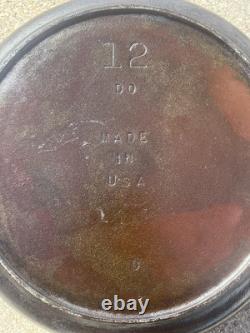 Vintage Cast Iron #12 DO DUTCH OVEN With Self Basting Lid & Handle USA made