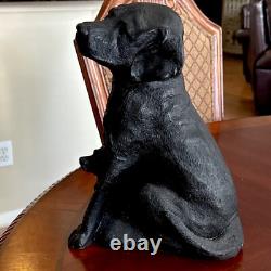 Vintage Cast Iron Black Labrador with Baby DogDOORSTOP 19 Lbs 13 Tall