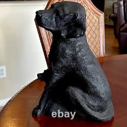 Vintage Cast Iron Black Labrador with Baby DogDOORSTOP 19 Lbs 13 Tall