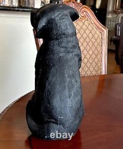 Vintage Cast Iron Black Labrador with Baby DogDOORSTOP 19 Lbs 13 Tall