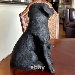 Vintage Cast Iron Black Labrador with Baby DogDOORSTOP 19 Lbs 13 Tall