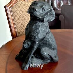 Vintage Cast Iron Black Labrador with Baby DogDOORSTOP 19 Lbs 13 Tall