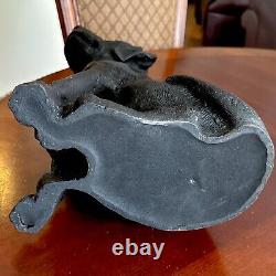 Vintage Cast Iron Black Labrador with Baby DogDOORSTOP 19 Lbs 13 Tall