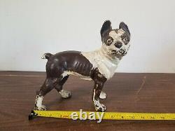 Vintage Cast Iron Boston Terrier Dog Door Stop 10 8lbs