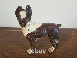 Vintage Cast Iron Boston Terrier Dog Door Stop 10 8lbs