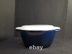 Vintage Cast Iron Danish Michael Lax COPCO BLUE/White Enamel 7 Quart Dutch Oven