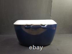 Vintage Cast Iron Danish Michael Lax COPCO BLUE/White Enamel 7 Quart Dutch Oven