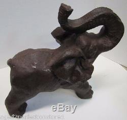 Vintage Cast Iron Elephant figural doorstop garden yard art large heavy 31lb