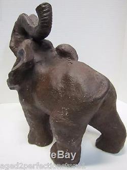 Vintage Cast Iron Elephant figural doorstop garden yard art large heavy 31lb