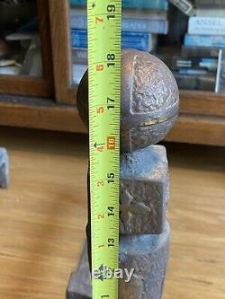 Vintage Cast Iron Fireplace Andirons Firedogs Knockers Mission Arts & Crafts