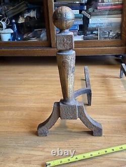 Vintage Cast Iron Fireplace Andirons Firedogs Knockers Mission Arts & Crafts