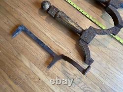 Vintage Cast Iron Fireplace Andirons Firedogs Knockers Mission Arts & Crafts