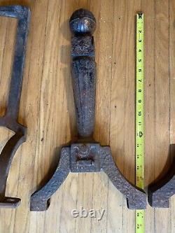 Vintage Cast Iron Fireplace Andirons Firedogs Knockers Mission Arts & Crafts