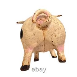 Vintage Cast Iron Flying Pig Folk Art Farmhouse Decor Spotted 13lbs 12x6 70's