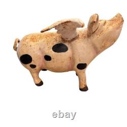 Vintage Cast Iron Flying Pig Folk Art Farmhouse Decor Spotted 13lbs 12x6 70's