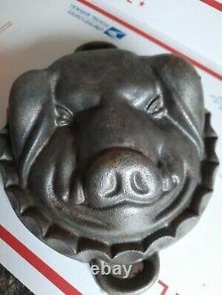 Vintage Cast Iron Pig`s Head Face Baking Pan Mold Pig Mold 6 LB Iron