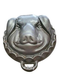 Vintage Cast Iron Pigs Head Face Mold Baking Pan Boar Heavy 6lbs