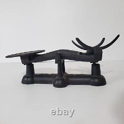 Vintage Cast Iron Standard Scale With Tray 2lb Counter Weight Antique Black