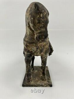 Vintage Cast Iron Tang Dynasty Look Horse Statue 5.4 Lbs 7.75H x 8.5 L x3.75W