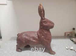 Vintage Cast Iron WILD RABBIT LARGE Door Stop Yard Pool Ornament 10 lbs +