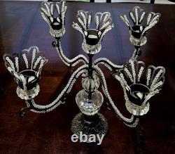 Vintage Cast Iron With Glass, Four Arm Candle Holder, Romantic, Power Loss