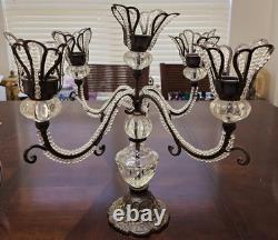 Vintage Cast Iron With Glass, Four Arm Candle Holder, Romantic, Power Loss