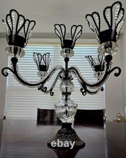 Vintage Cast Iron With Glass, Four Arm Candle Holder, Romantic, Power Loss
