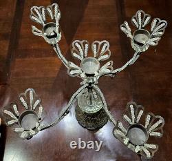 Vintage Cast Iron With Glass, Four Arm Candle Holder, Romantic, Power Loss