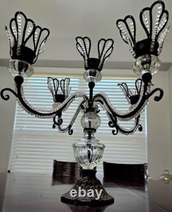 Vintage Cast Iron With Glass, Four Arm Candle Holder, Romantic, Power Loss