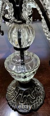 Vintage Cast Iron With Glass, Four Arm Candle Holder, Romantic, Power Loss