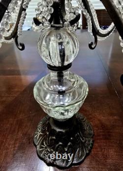 Vintage Cast Iron With Glass, Four Arm Candle Holder, Romantic, Power Loss