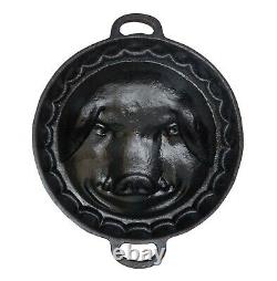 Vintage Cast Iron pig`s head pan Pig mold baking pan 20th century (# 14485)