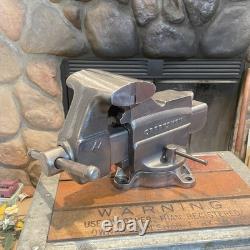 Vintage Craftsman Swivel Anvil Bench Vise 5 Jaws WithPipe Grips, Cast Iron, 36 LBS