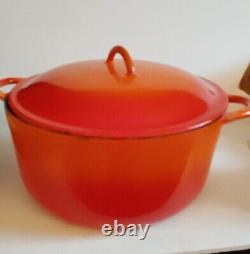 Vintage Descoware Belgium Cherry Flame Enameled Cast Iron Dutch Oven 2 E 10