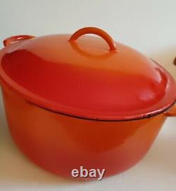 Vintage Descoware Belgium Cherry Flame Enameled Cast Iron Dutch Oven 2 E 10