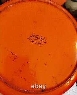 Vintage Descoware Belgium Cherry Flame Enameled Cast Iron Dutch Oven 2 E 10