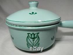 Vintage Dru Holland Blue Green Tulip Enamel Cast Iron Pot #16