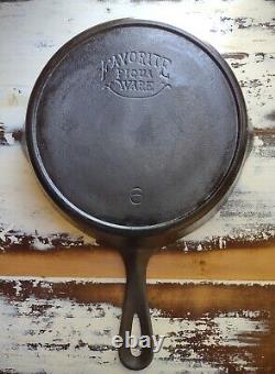 Vintage Favorite Piqua Ware Smiley Logo Cast Iron No. 6 Skillet with Heat Ring