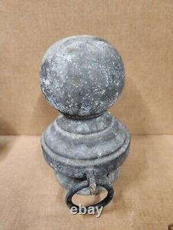 Vintage Finial Post Top Hitching Cast Iron Cannon Ball Pole Antique Rings 10lbs