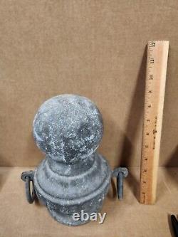 Vintage Finial Post Top Hitching Cast Iron Cannon Ball Pole Antique Rings 10lbs
