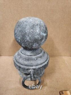 Vintage Finial Post Top Hitching Cast Iron Cannon Ball Pole Antique Rings 10lbs