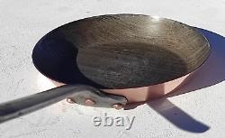 Vintage French 7.7inch Round Copper Frying Pan Tin Lining Cast Iron Handle 1.8lb