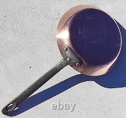 Vintage French 7.7inch Round Copper Frying Pan Tin Lining Cast Iron Handle 1.8lb